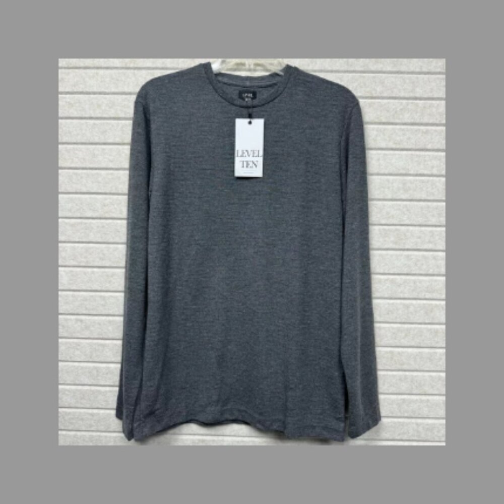 NWT Men's Level Ten Minimalist Cozy Long Sleeve Knit Shirt Charcoal Gray S